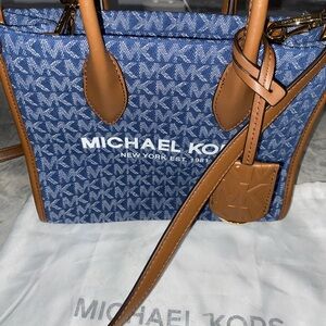 Michael Kors Mirella Women's Medium MK Shoulder Tote Bag
-Signature Denim